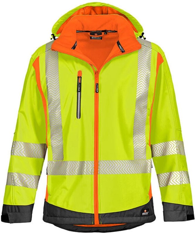 4PROTECT® Warnschutz-Softshelljacke HOUSTON Leuchtgelb/Leuchtorange L