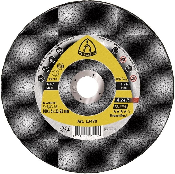 Klingspor - 13456 Trennscheibe a 24 r Supra D180x3mm gerade Stahl Bohrung 22,23 mm