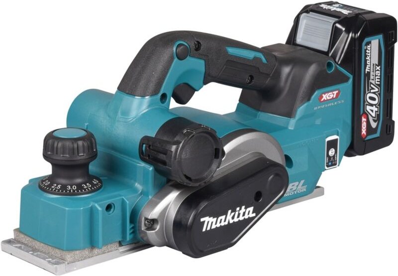 Akku-Hobel KP001GM201, 40 v, 82 mm, incl. 2x Akku xgt 4 Ah, Schnellladegerät, makpac, Zubehör - Makita