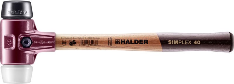 SIMPLEX-Schonhammer, Gummikomposition / Superplastik mit Tempergussgehäuse und hochwertigem Holzstiel D=40 mm 3027.040