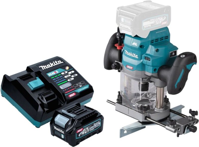 Makita RP 001 GD101 Akku Oberfräse 40 V max. 12 mm Brushless + 1x Akku 2,5 Ah + Ladegerät