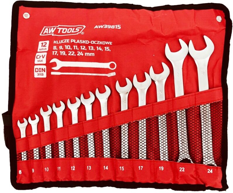 Awtools klucz komplet płasko-oczkowy 12szt./8mm-24mm