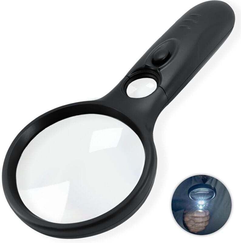 Loupe lumineuse 3x/45x, adaptée à la lecture de petits caractères, de cartes, de pièces de monnaie et de bijoux - Loupe ...