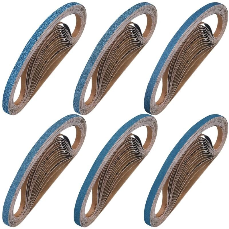 Schleifband 9 x 533 mm, 40 Stück Bandschleifer Schleifbänder 40/60/80/120/240/400 Körnung für Polieren Metall, Holz