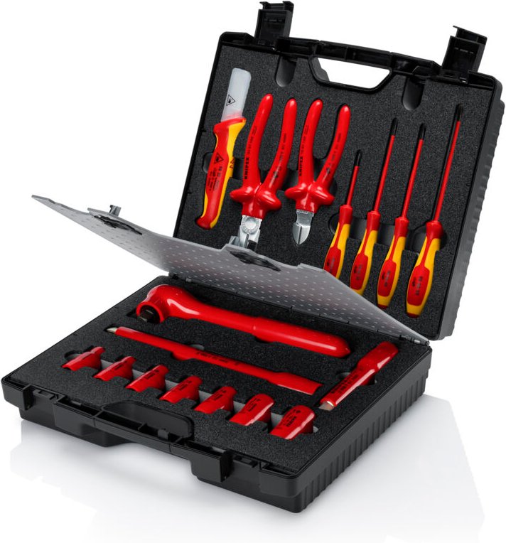Knipex - 98 99 11 Kompaktkoffer 17-teilig mit isolierten Werkzeugen für Arbeiten an elektrischen Anlagen