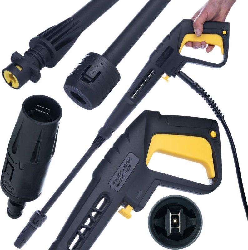 Pistole für Kärcher K2-K7 mit PZWKC-Entlüftung (Click Connect-Montage) mit Lanze und Vario-Düse