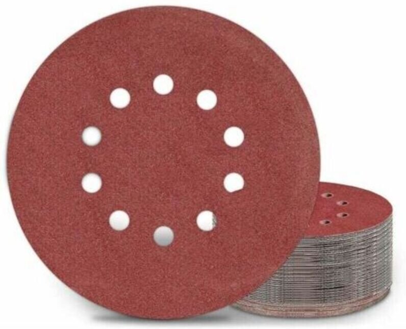 225 mm Schleifscheiben, 10 Stück P120 Körnung, runde Schleifpads mit 10 Löchern, für Langhalsschleifer, Trockenbauschlei...