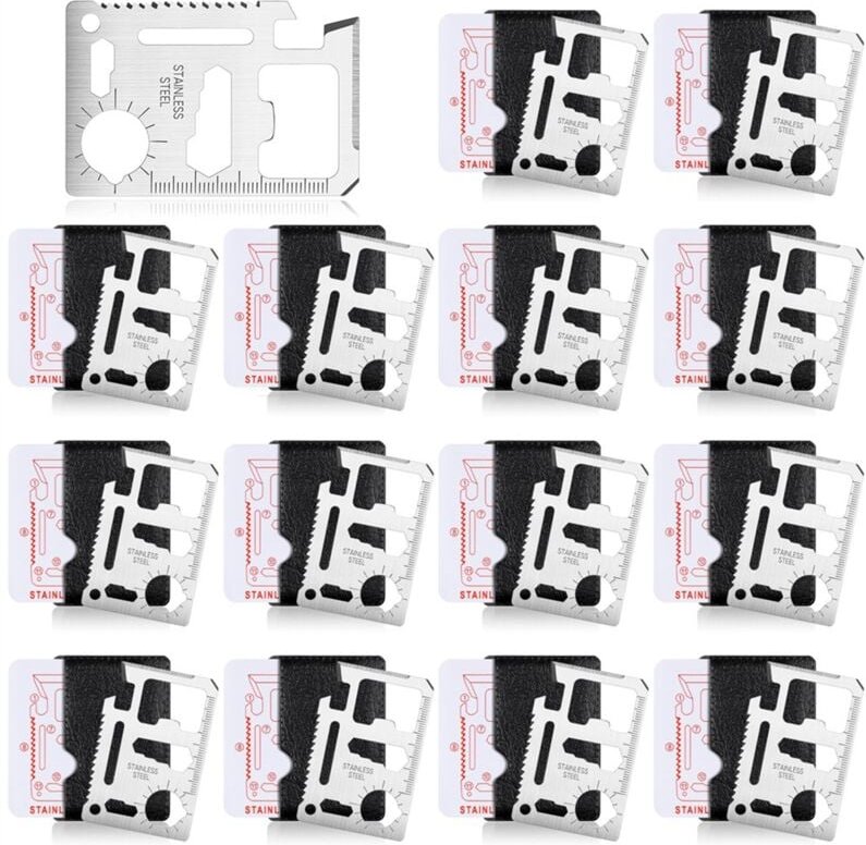 24 Sets Edelstahl 11-in-1 Survival Taschenwerkzeuge Multitool Brieftasche Karte Mehrzweckwaage Doppelwerkzeug
