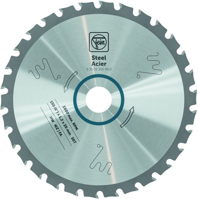 FEIN Handkreissägeblatt für Stahl, Ø 150 mm, 30 Zähne, Schnittbreite 1,2 mm