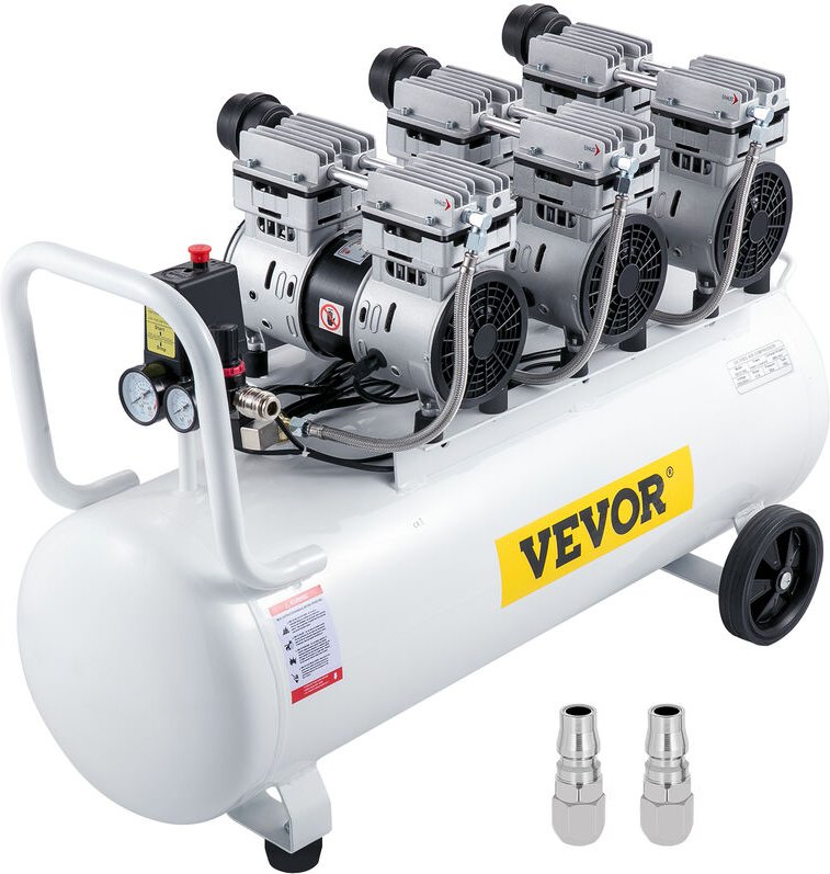 VEVOR Flüster Kompressor Ölfrei Luftkompressor 22 Gallonen 100L Druckluft Leise mit 2 Manometer für Hausreparatur, Reini...