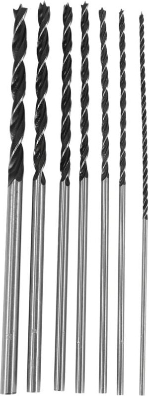 7-teiliges langes Holzbohrer-Set, 4 mm, 5 mm, 6 mm, 7 mm, 8 mm, 10 mm, 12 mm x 300 mm Spitze