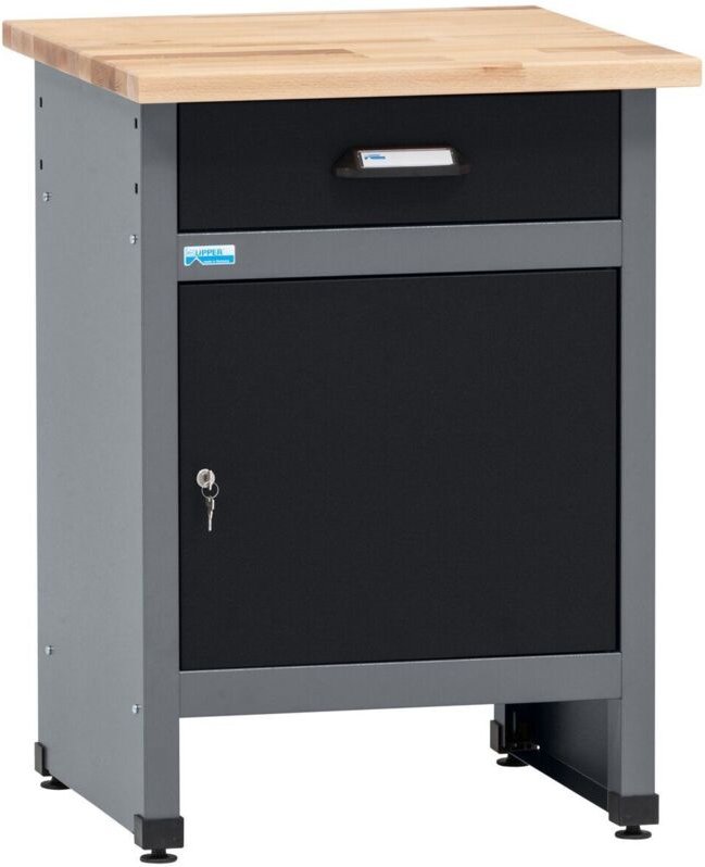 Küpper Werkbank 12399, Breite 60 cm, 1 Schublade, 1 Tür, 300 kg Traglast, 30 mm Massive Buchenarbeitsplatte