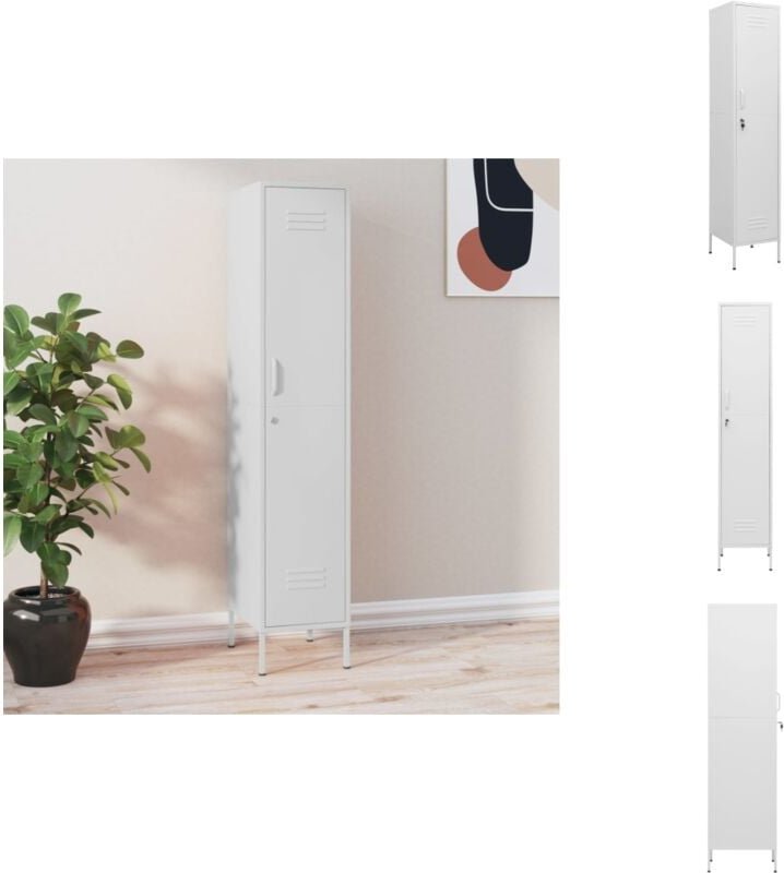 Schließfachschrank Weiß 35x46x180 cm Stahl - Schliessfachschrank - Aufbewahrungsraum - Garderobe - Büroorganisation - Me...