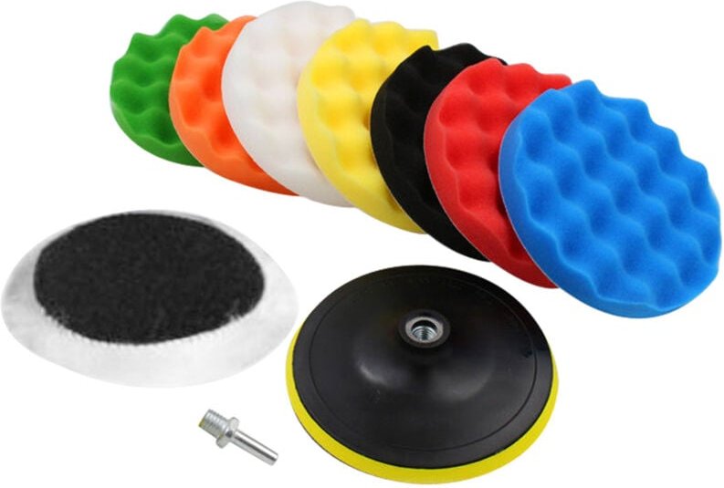 Autopolierschwamm, 10-teiliges Polierpad-Set mit Bohrmaschinenadapter zum Polieren und Wachsen von Autos (4 Zoll)