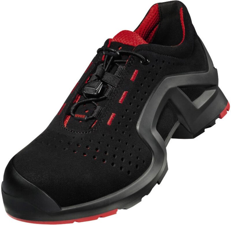 Uvex - 1 x-tended Sicherh.-Halbschuh gelocht Gr.43 W11 S1PL esd sr schwarz/rot 8519.2