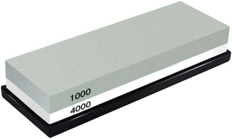 Wassersteinschärfer mit Gummihalter, Schleifstein, Körnung - Messerschärfer, Hellgrün-Weiß, L LangRay