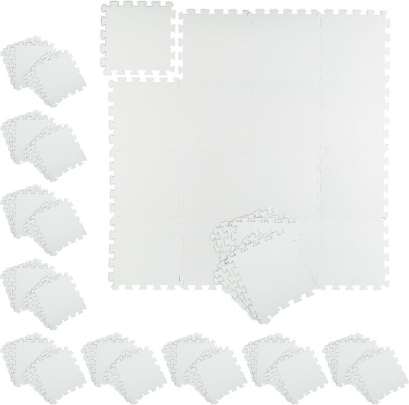 96 x Bodenschutzmatte, 30x30cm, Unterlegmatte, für Fitness & Sportgeräte, 8,64 m², Lärm- & Trittschutz, weiß