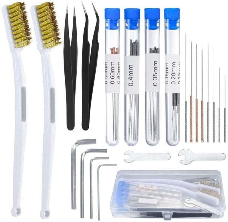 Düsenreinigungsset für 3D-Drucker, 48-teilig, 0,15/0,25/0,35/0,4/0,5/0,6/0,8 mm