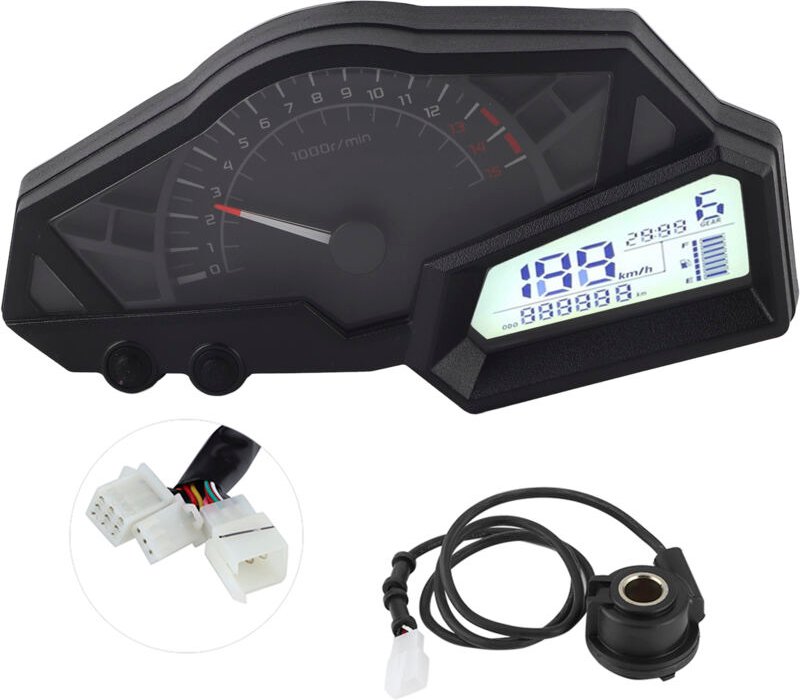 Bnineteenteam Motorrad-LCD-Kilometerzähler-Halterung, Motorrad-Kilometerzähler, Geschwindigkeits- und Kraftstoffanzeige ...