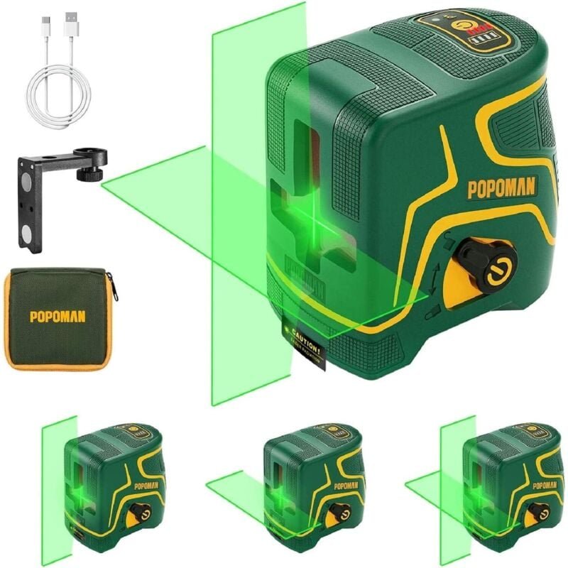 Kreuzlinienlaser 45M Grün Selbstnivellierend POPOMAN MTM310B
