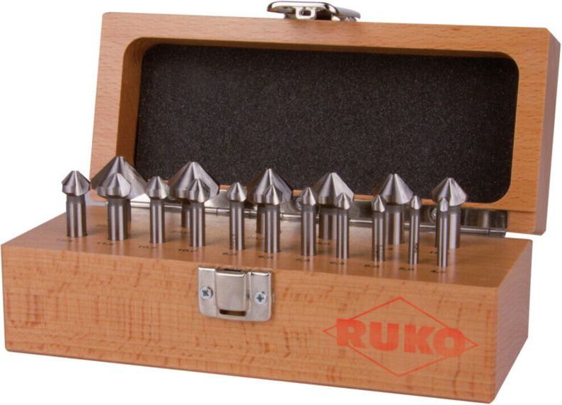 RUKO Kegel- und Entgratsenker-Satz DIN 335 Form C 90° HSS für rostfreien Stahl, Bronze und Gusseisen