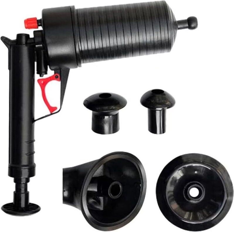 Druckluft-Toilettenreiniger, Küchenspülen-Abflussreiniger, professioneller Rohrreiniger mit Saugnapf (Schwarz)