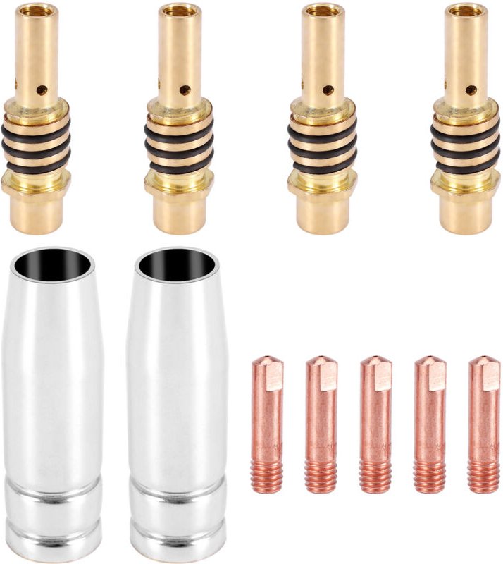 11 Teile / Satz Mig Schweiß Düse Schweißer Düsen Gold Spitzen Halter Tipps 0,040 Gas Diffusor Set Für Taschenlampen