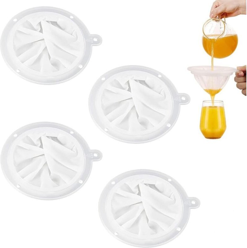 Bluedeer - 4-Stück-Satz Feines Sieb - Weißes Feinsieb Set mit 200/300/400/450 Mesh für Küche, Milch, Saft, Wein, Sojamil...