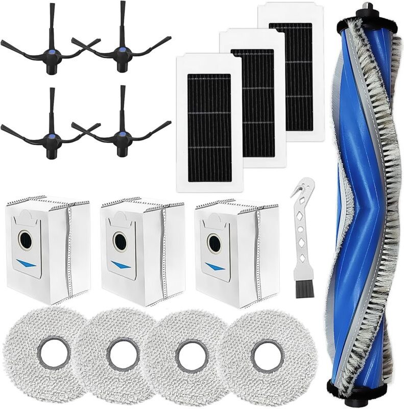 Zubehör Set für ECOVACS DEEBOT X5 Omni / X5 Pro Staubsauger Ersatzteil, Hauptbürste,4 Wischtücher,3 Staubbeutel,4 Seiten...