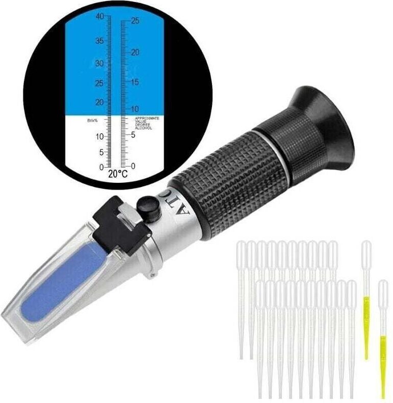 Potenzieller Alkoholgehalt (Winzerrefraktometer): 0-25 % Zucker: 0-40 % mit ATC für Wein Brix-Brauverfahren zur Messung ...