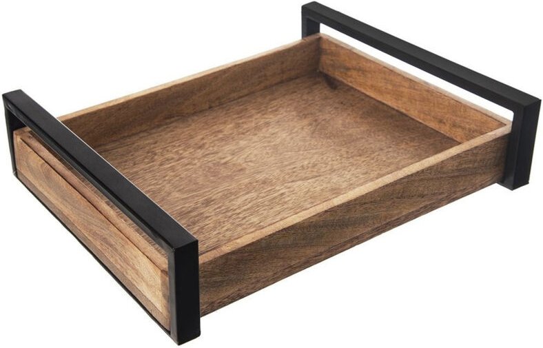 Serviertablett aus Holz mit Griffen MANGO 35,5x27 cm