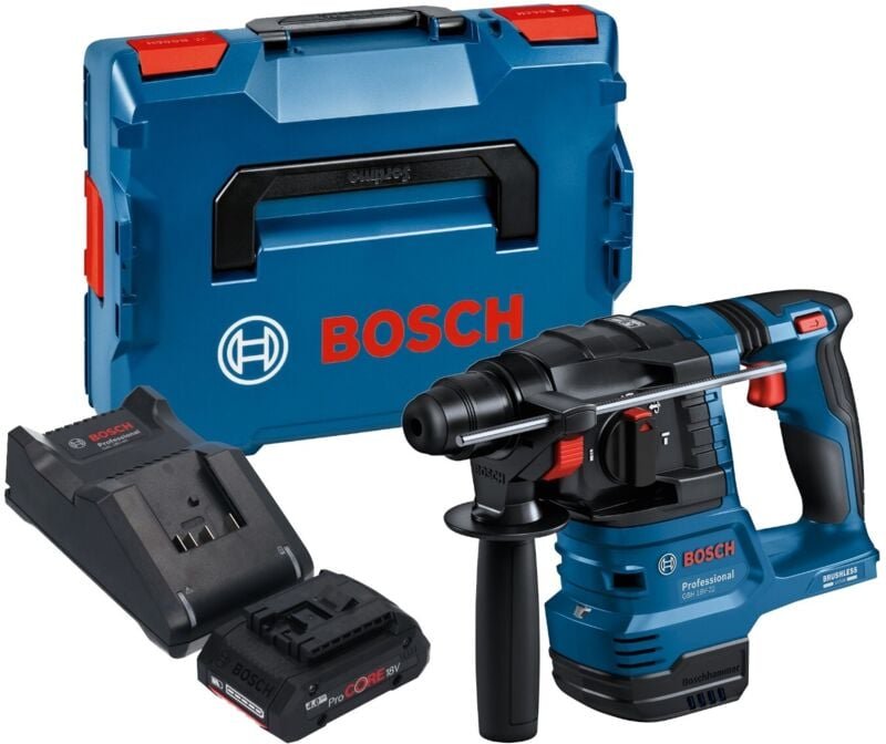 Bosch GBH 18V-22 Professional Akku Bohrhammer 18 V 1,9 J SDS Plus Brushless + 1x ProCORE Akku 4,0 Ah + Ladegerät + L-Box...
