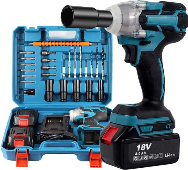 Bürstenloser Akku-Schlagschrauber, elektrischer Schlagschrauber mit 4,0 Ah 21 V Akkus, Frequenz-Schlagschrauber, 6 Schla...