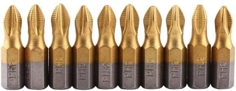 10 PH2 1/4" x 25mm Magnetische Schraubendreherbits, rutschfest, ideal für Elektriker, Mechaniker und Reparaturen.