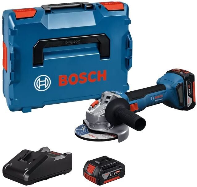 Bosch Akku-Winkelschleifer gws 18V-8, incl. 2x Akku gba 5 Ah, Schnellladegerät, l-boxx
