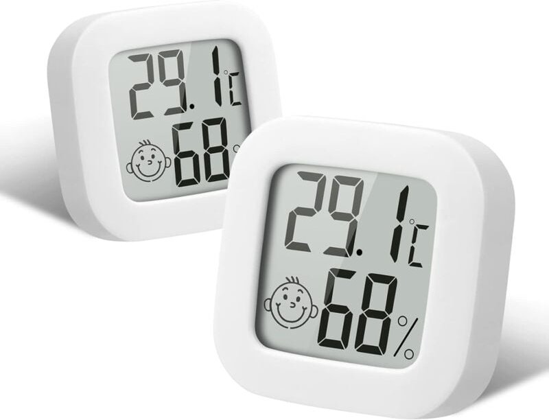 Ersandy - Innen-Hygrometer-Thermometer, 2 Stück Mini-Hochpräzisions-Digital-Hygrometer-Thermometer, Temperaturmonitor un...