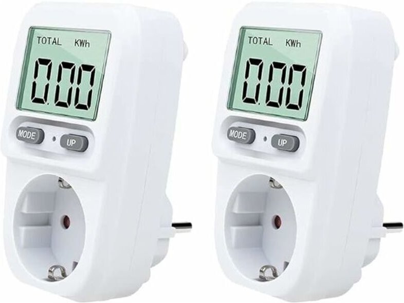 2er-Pack Steckdosen-Wattmeter, intelligentes tragbares Strommessgerät mit LCD-Anzeige, Überlastschutz, maximale Leistung...