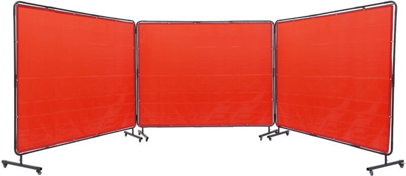 VEVOR Schweißschirm mit Rahmen, 6' x 8' 3-Panel-Schweißvorhangschirme, flammhemmender Vinyl-Schweißschutzschirm auf 12 S...