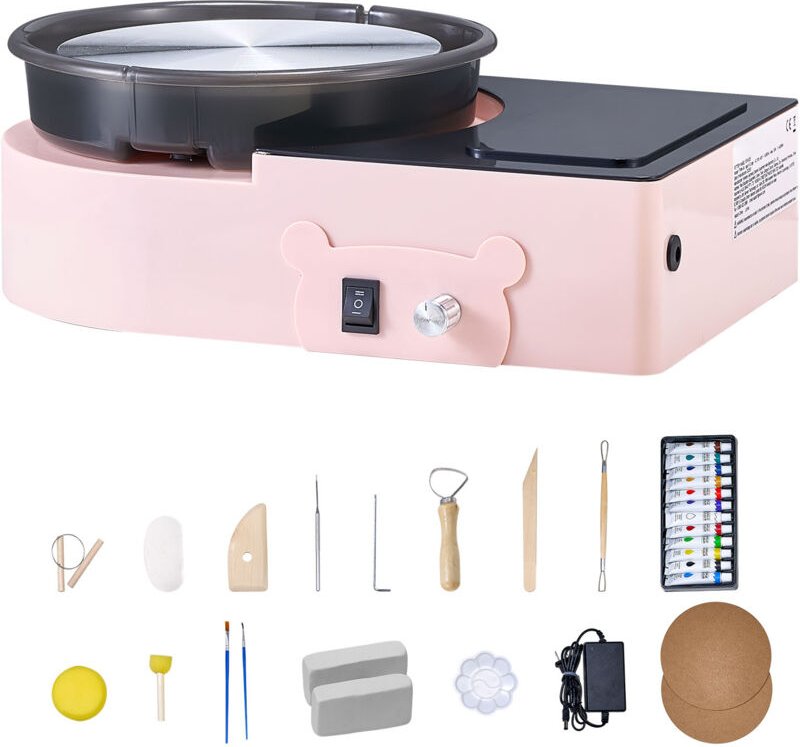 Mophorn Mini Töpferscheibe Maschine mit 158 mm Drehteller, einstellbarer Rotationsgeschwindigkeit und Tonformungswerkzeu...