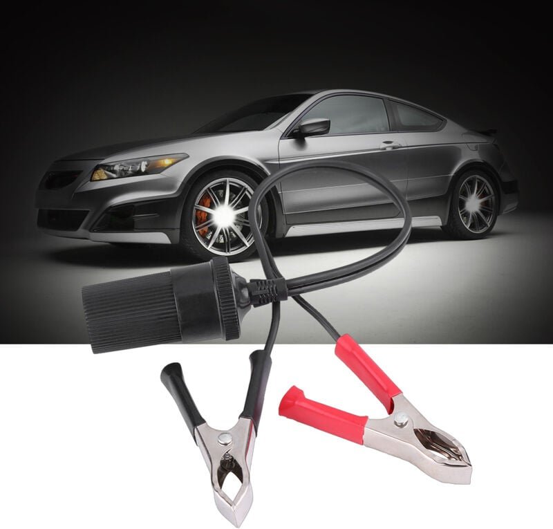 RASTKY Autobatterieklemmen, 12-V-Zigarettenanzünderstecker-Adapter mit Klemmen für Auto, Boot, Wohnwagen oder Batterie. ...