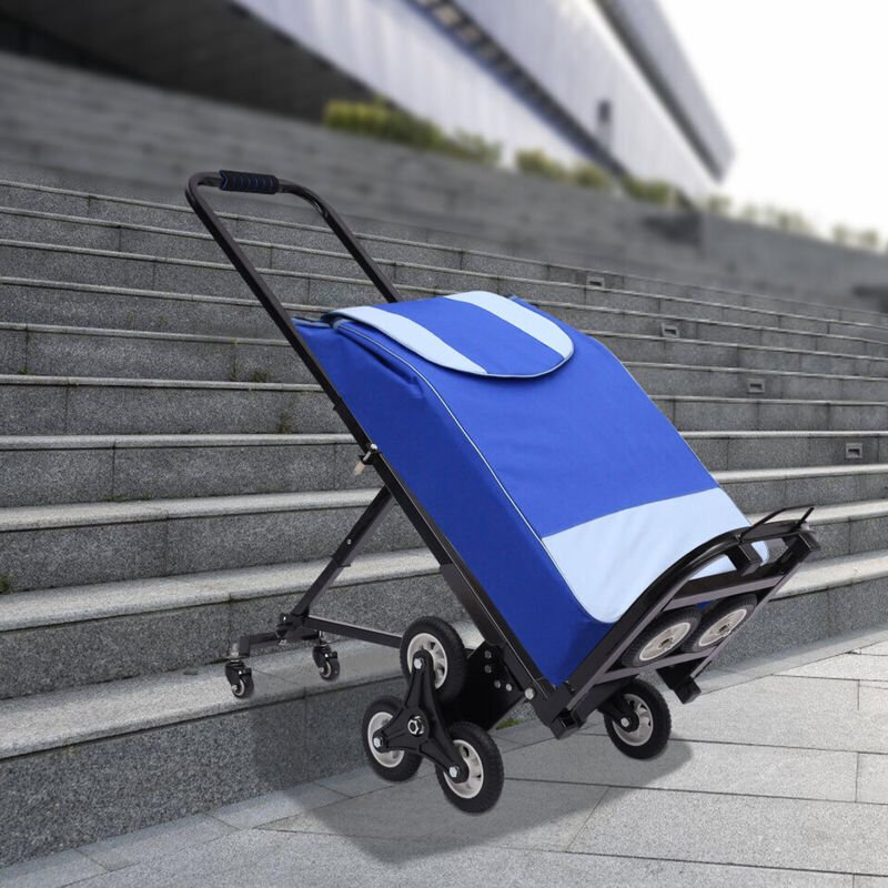 10-rädriger Treppentransportwagen, Tragkraft 150 kg, Wagen stapelbar, Treppenwagen, Farbe schwarz.