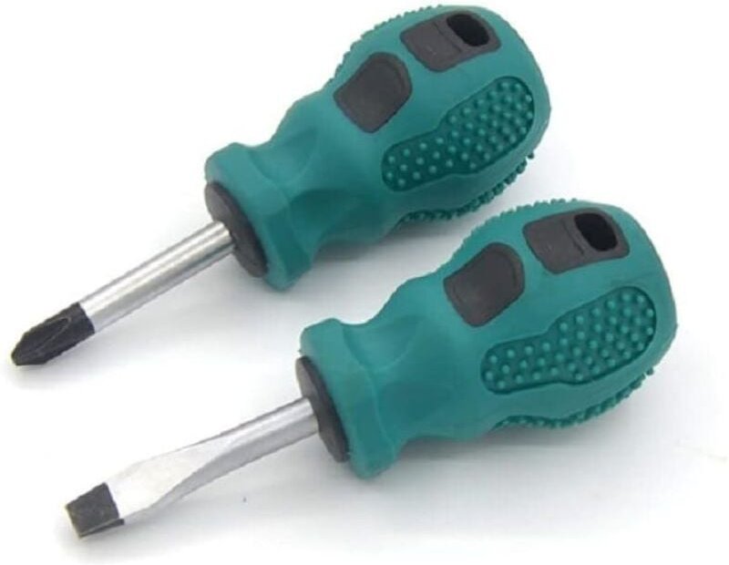 Set aus 2 magnetischen Schraubendrehern mit Gummigriffen, erhältlich in 2 Formen: Phillips, Sechskant und Schlitz.