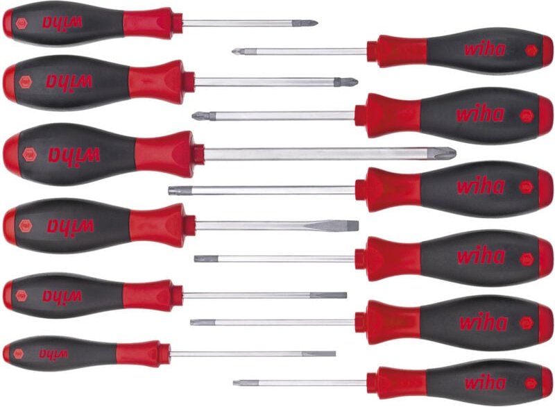 Wiha Schraubendreher Set SoftFinish® (41002), 12 tlg., Schraubenzieher Satz für Alltag, Handwerk und Industrie, Schraubw...