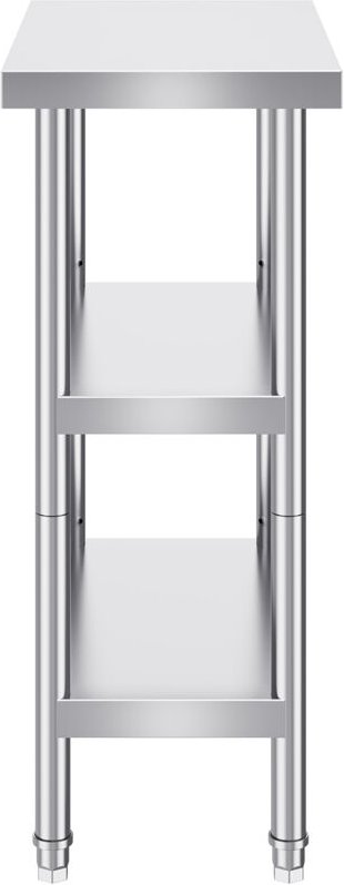 14 x 24 x 34 Zoll Edelstahl-Arbeitstisch zur Lebensmittelzubereitung, robuster gewerblicher Arbeitstisch mit 2 verstellb...