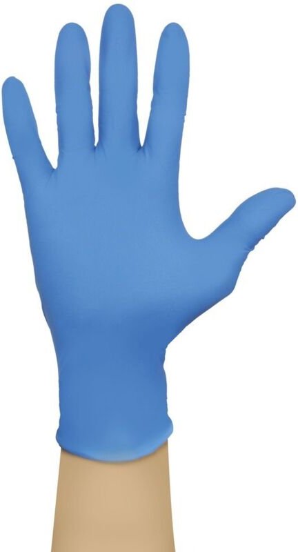 Schachtel mit 100 blauen Einweghandschuhen aus Nitril – Größe XL
