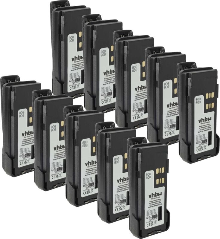 vhbw 10x Akku kompatibel mit Motorola DP2400e, DP2000, DP2600, DP2400 Funkgerät, Walkie Talkie (3000 mAh, 7,2 V, Li-Ion)...