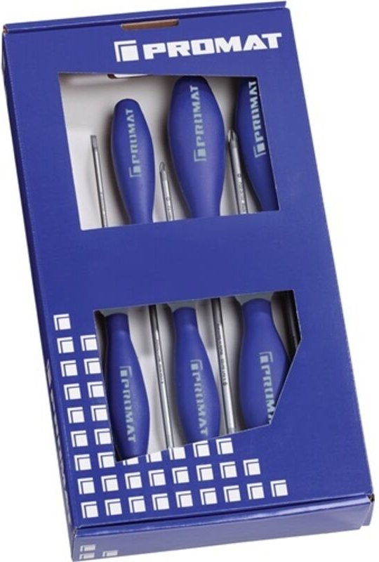 Schraubendrehersatz 6-teilig Schlitz / PZD 3-Komponentengriff Rundklinge