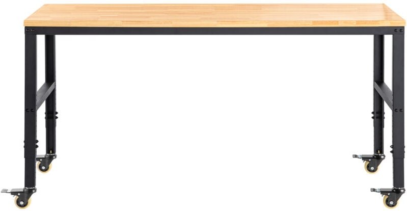 Mophorn Werkbank mit verstellbarer Höhe, 155 x 51 cm, Garagentisch, 80–105 cm Höhe, 720 kg Tragkraft, Steckdosen, Hartho...