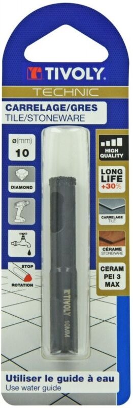 TIVOLY Diamantbohrer mit 10 mm Durchmesser für Steinzeugfliesen Tivoly