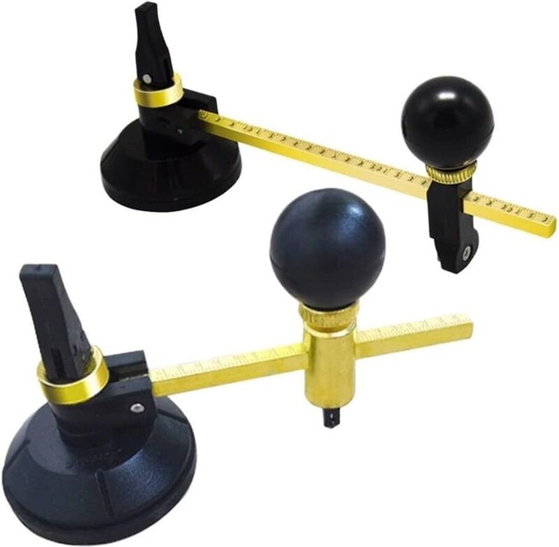 Jalleria - Professioneller Glaskreisschneider mit einstellbaren Einstellungen und sicherem Saugnapf (300 mm)